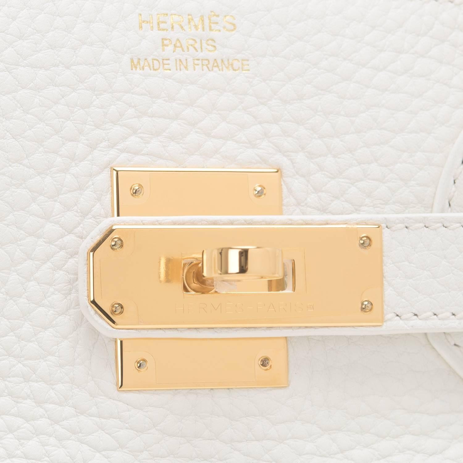 Hermes White Clemence Birkin 35cm Gold Hardware For Sale 1