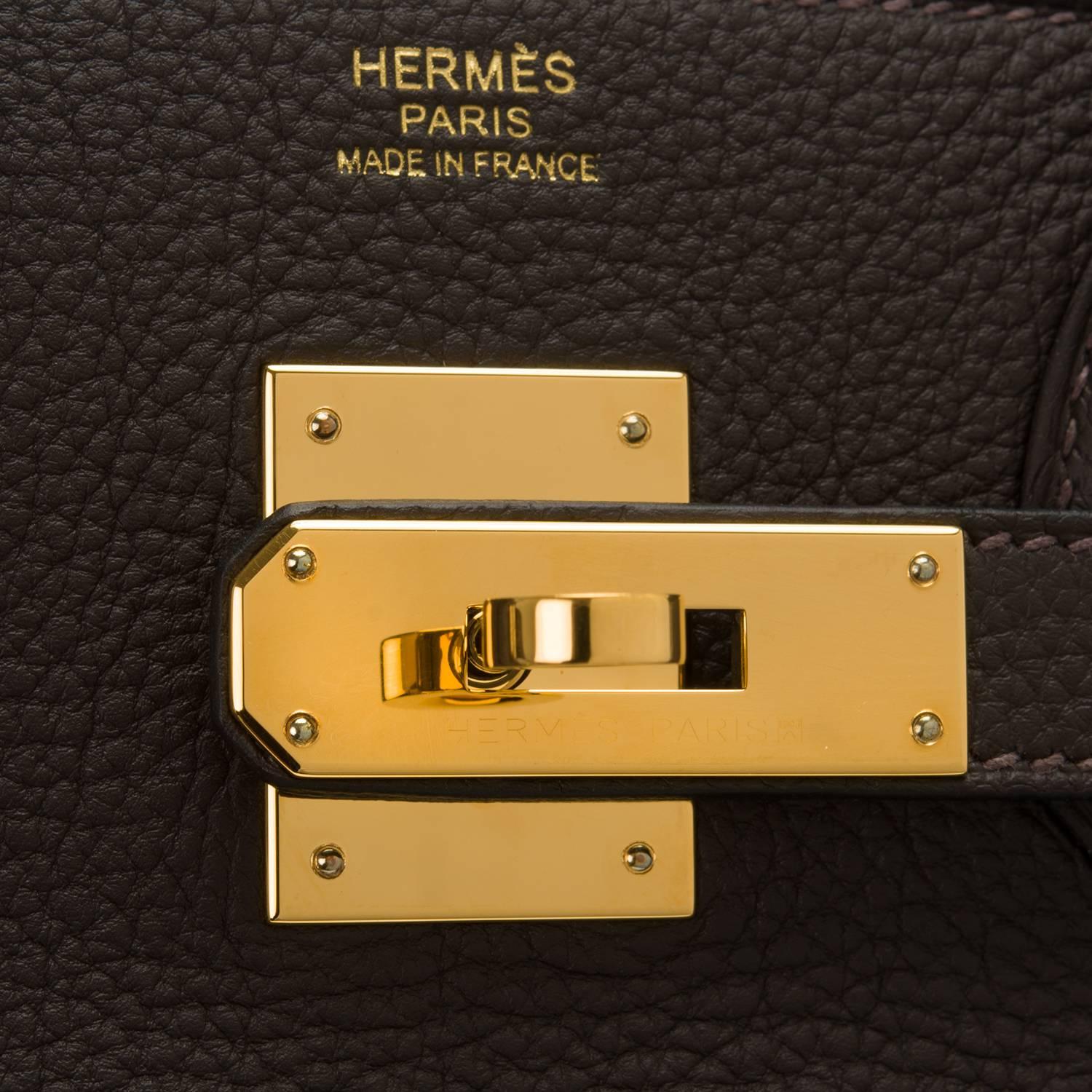 Hermes Macassar Ebony Togo Birkin 30cm Gold Hardware In Excellent Condition For Sale In New York, NY