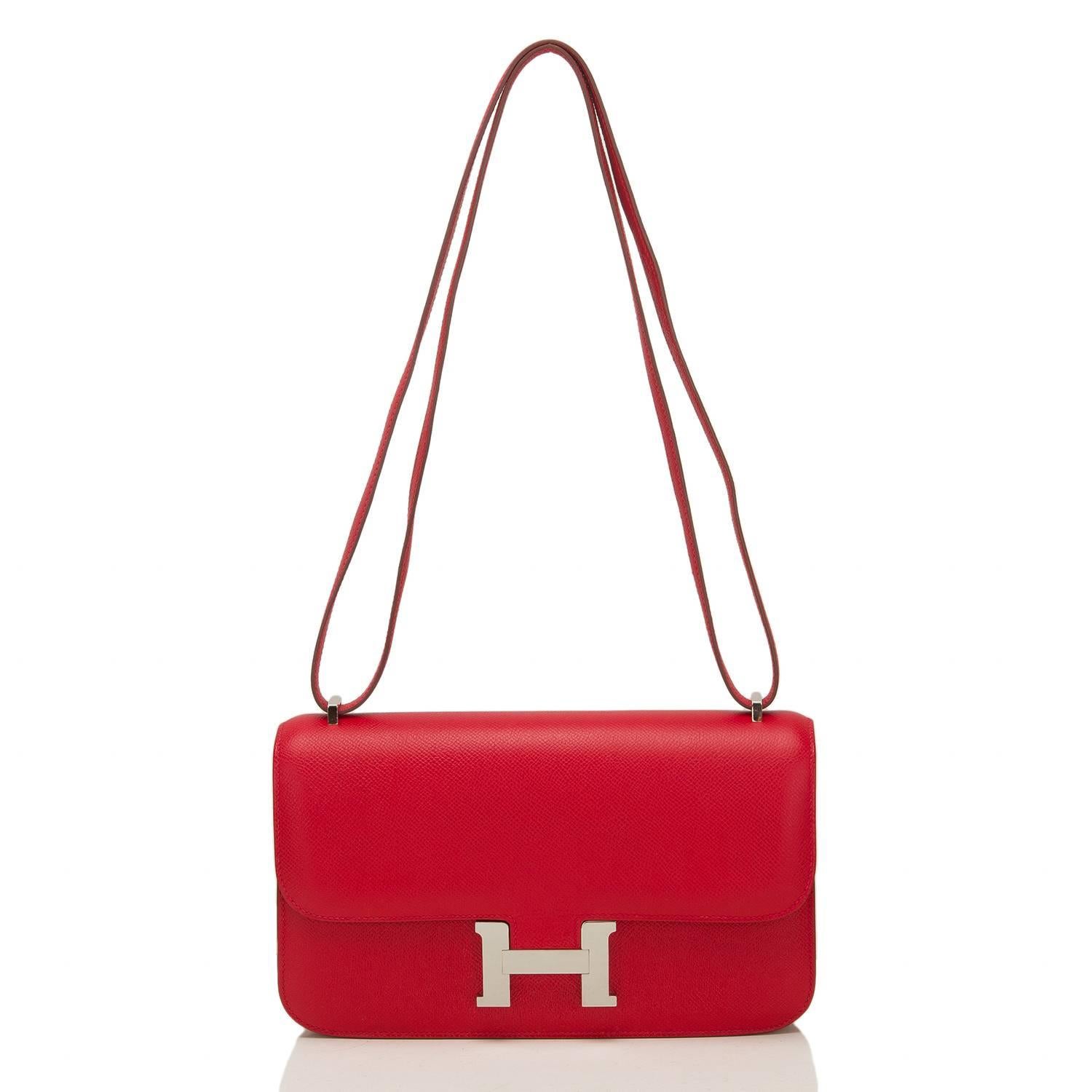 Hermes Rouge Casaque Epsom Constance Elan 25cm For Sale 1
