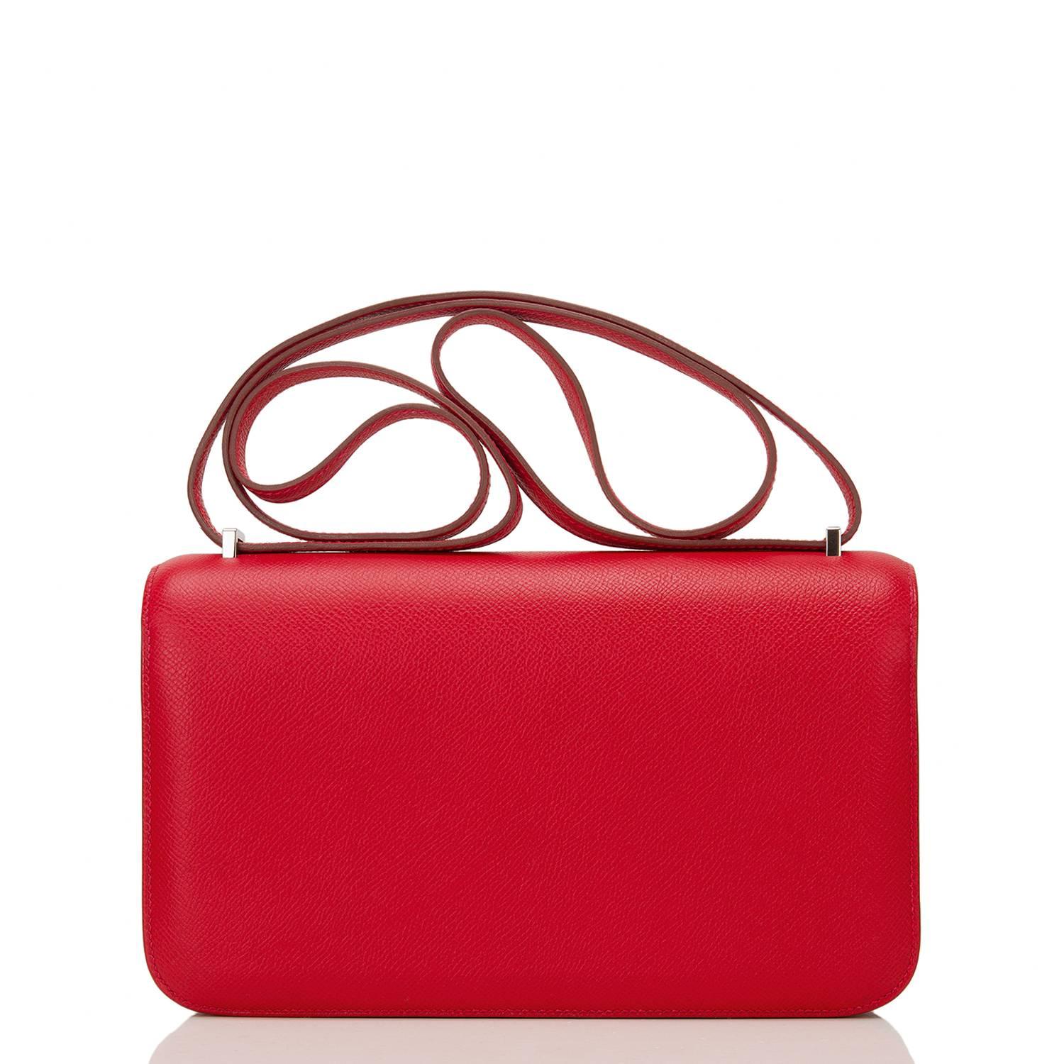 Hermes Rouge Casaque Epsom Constance Elan 25cm In Excellent Condition For Sale In New York, NY