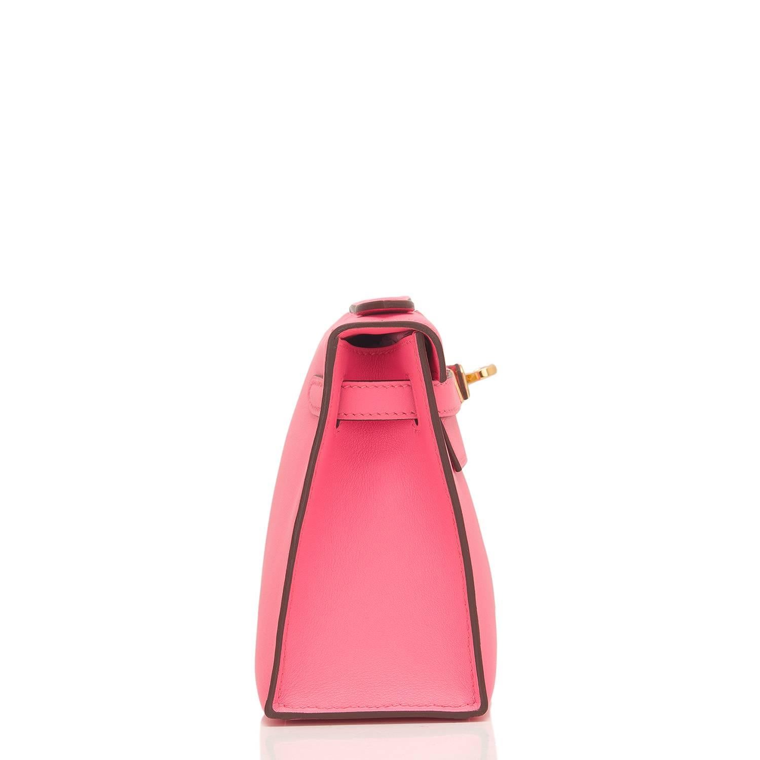 Pink Hermes Rose Azalea Swift Mini Kelly Pochette For Sale