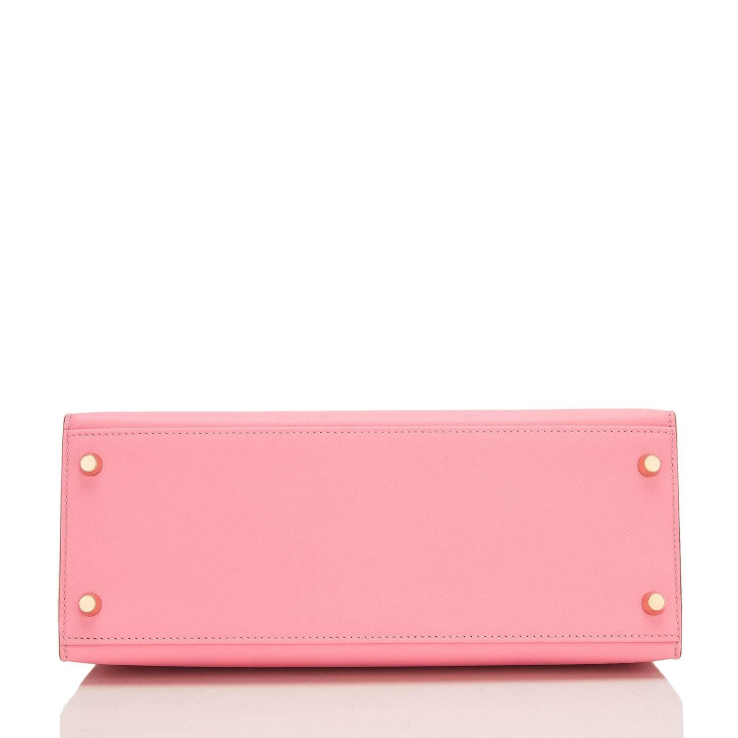 Hermes HSS Bi-Color Rose Confetti and Jaune Poussin Epsom Sellier Kelly 28cm 1