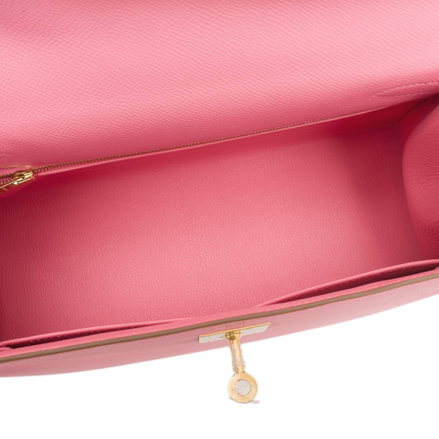 Hermes HSS Bi-Color Rose Confetti and Jaune Poussin Epsom Sellier Kelly 28cm 3