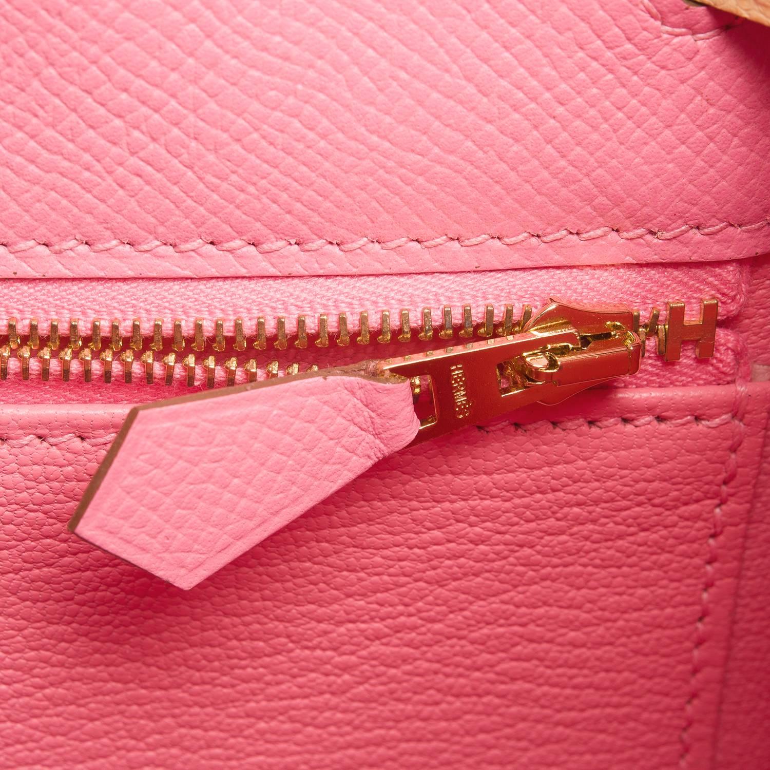 Hermes HSS Bi-Color Rose Confetti and Jaune Poussin Epsom Sellier Kelly 28cm 4