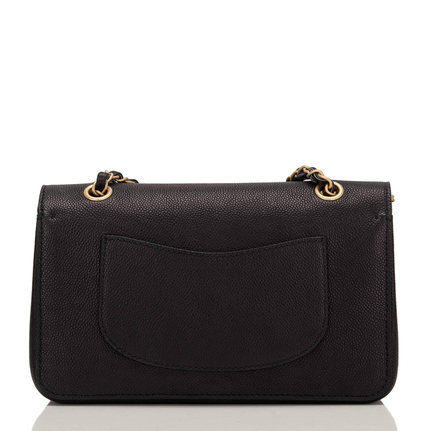 Women's Chanel Black Caviar Medium Classic Double Flap Bag NEW For Sale