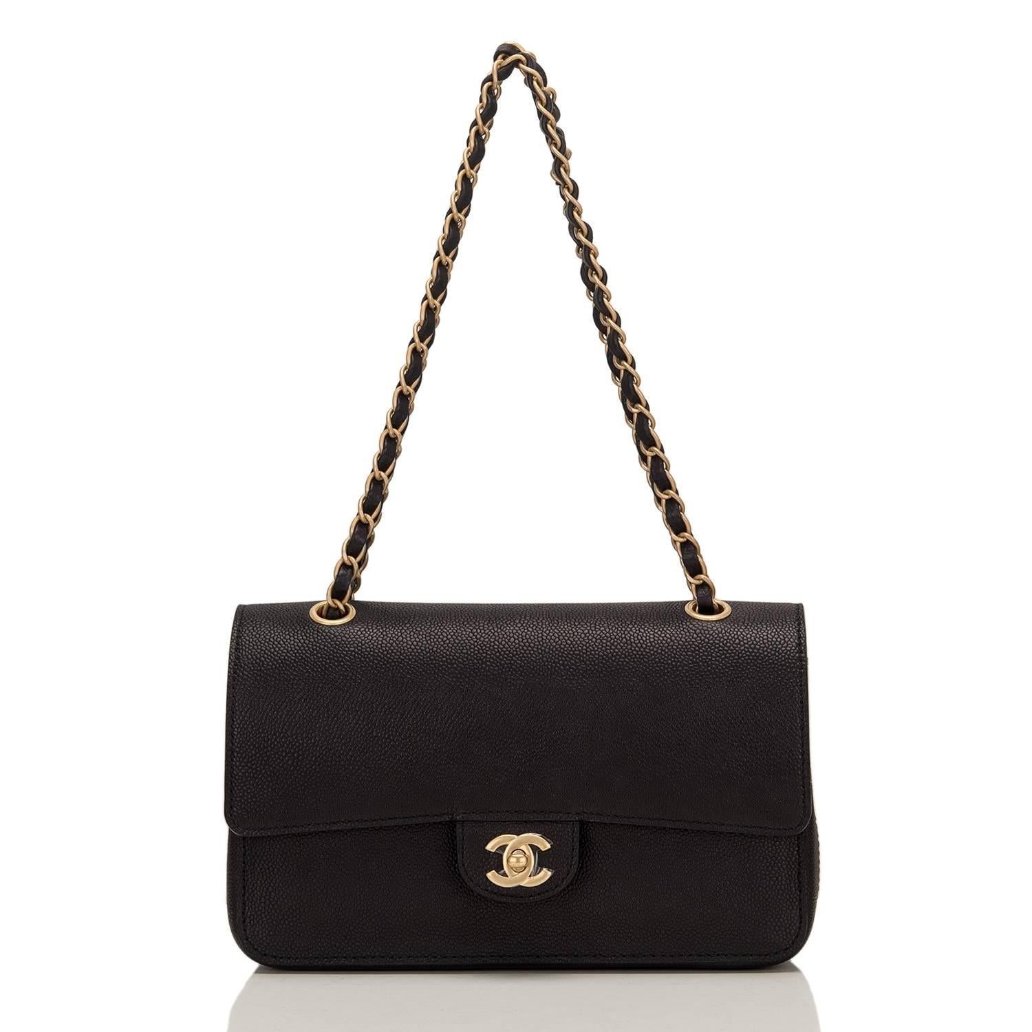 Chanel Black Caviar Medium Classic Double Flap Bag NEW For Sale 2