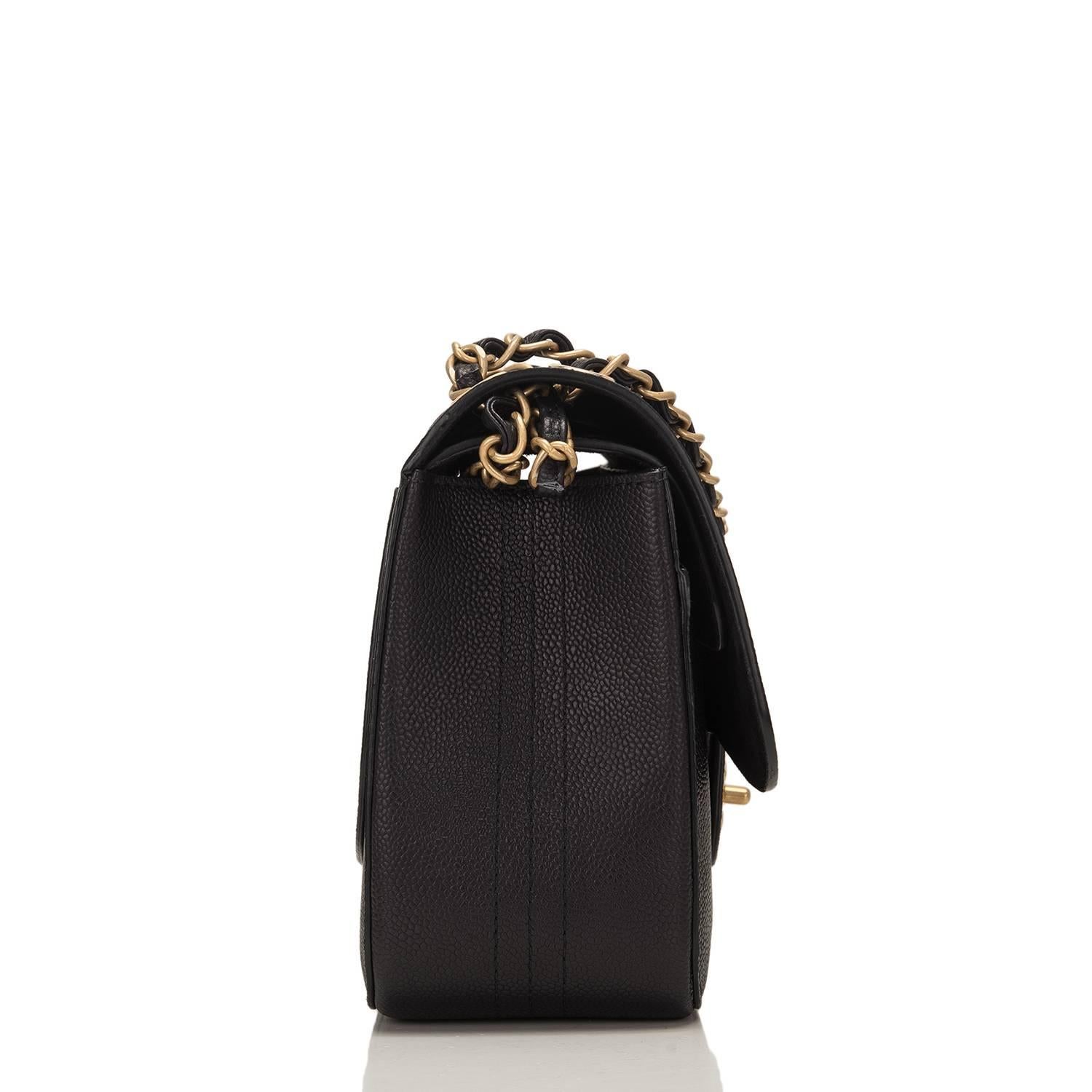 Women's Chanel Black Caviar Jumbo Classic Double Flap Bag NEW For Sale