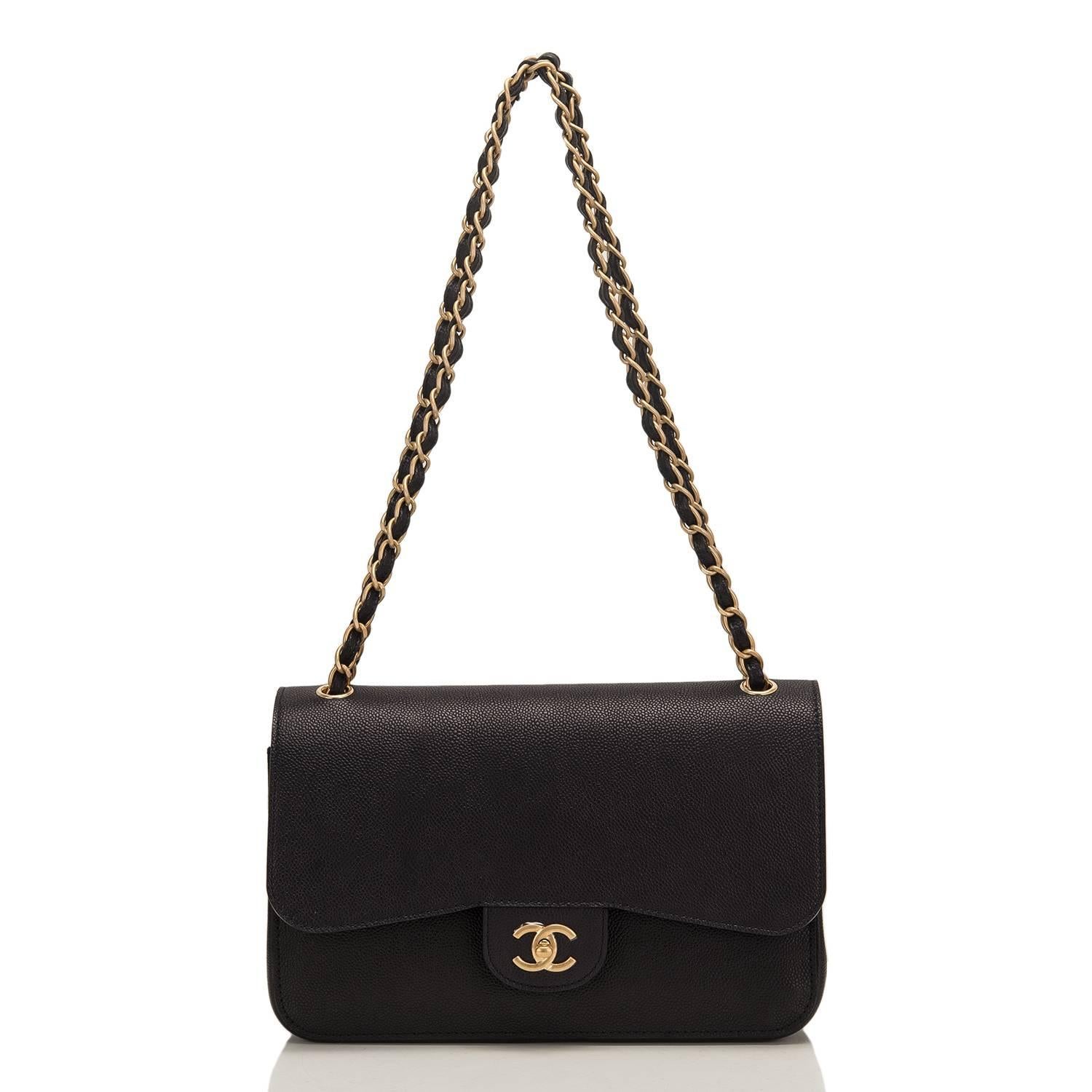 Chanel Black Caviar Jumbo Classic Double Flap Bag NEW For Sale 3