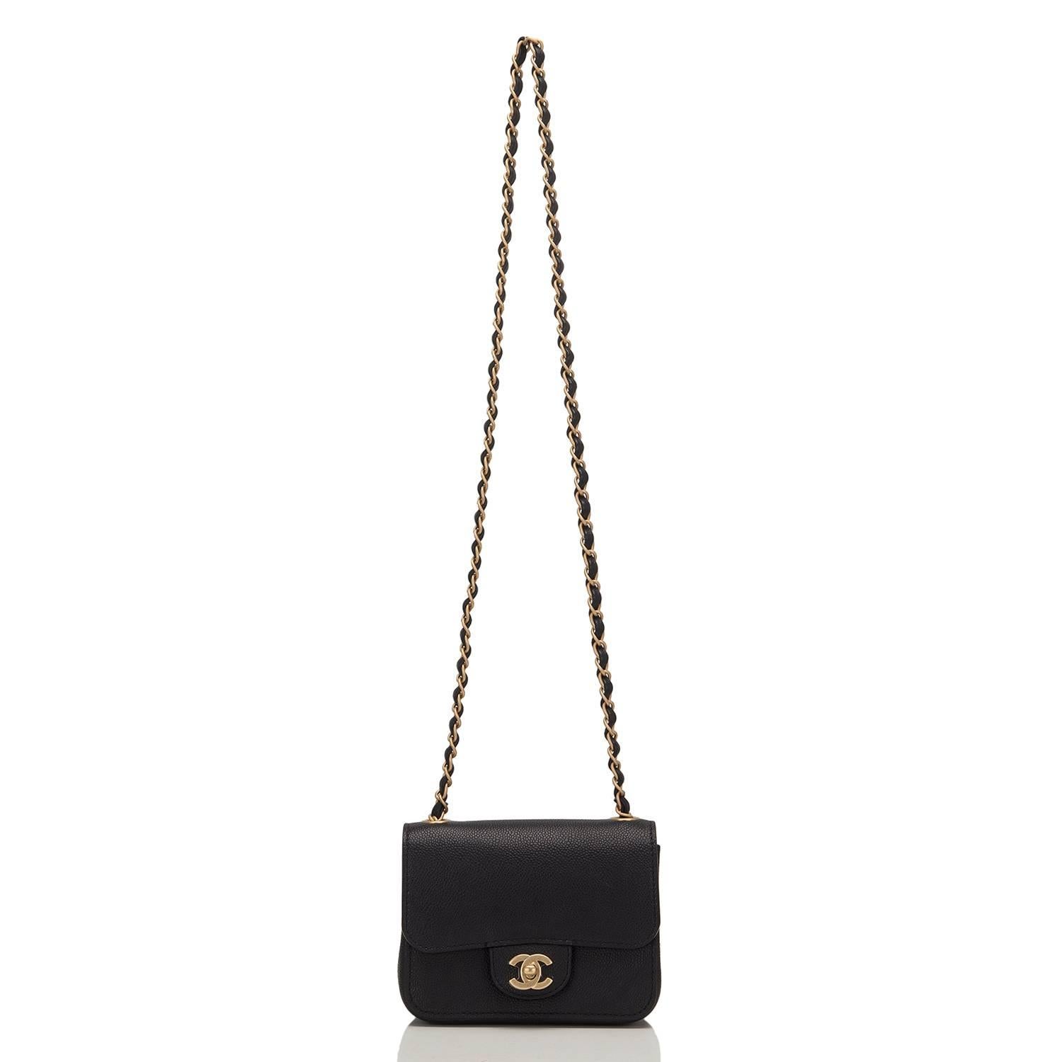 Women's Chanel Black Caviar Square Mini Classic Flap Bag NEW