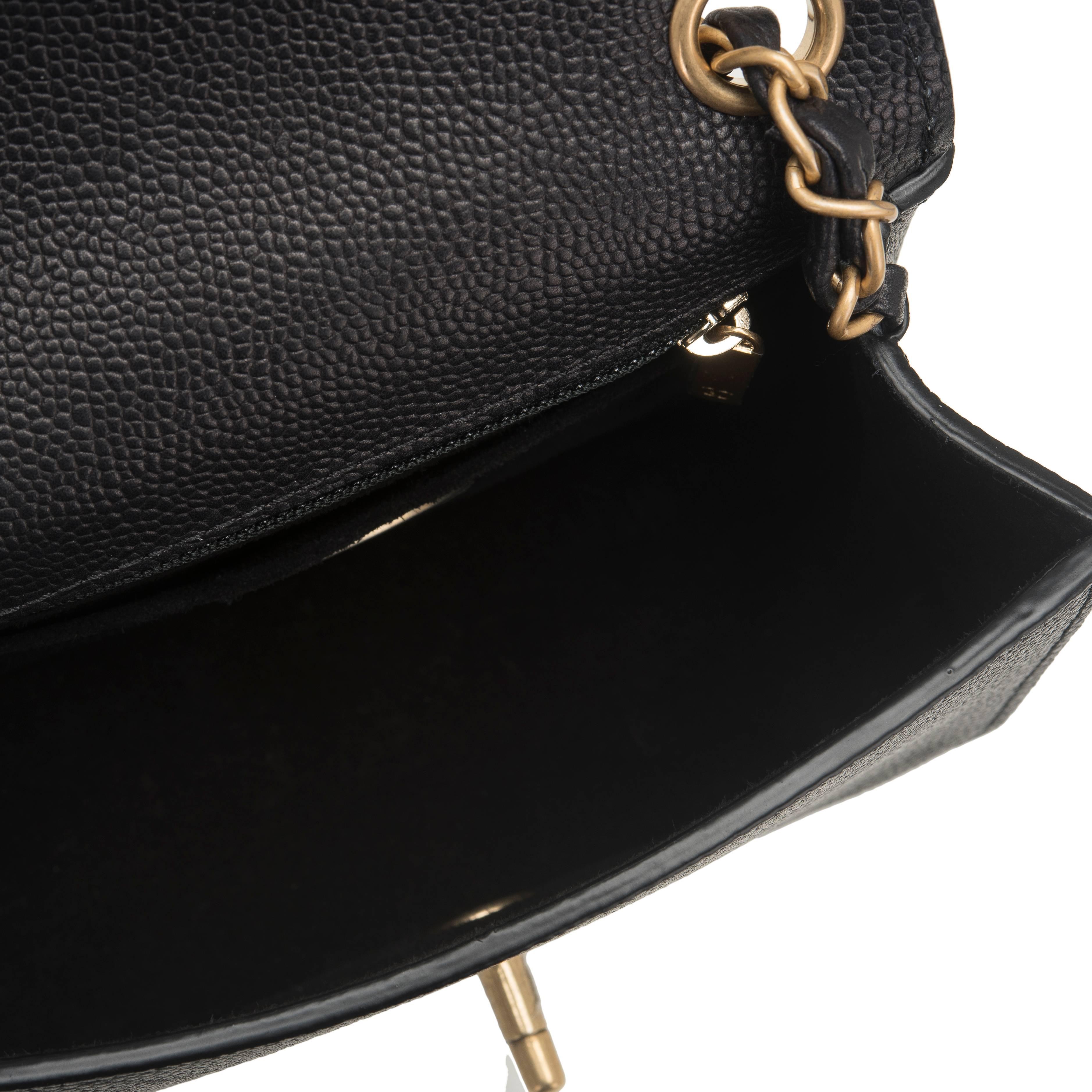 Chanel Black Caviar Square Mini Classic Flap Bag NEW 1