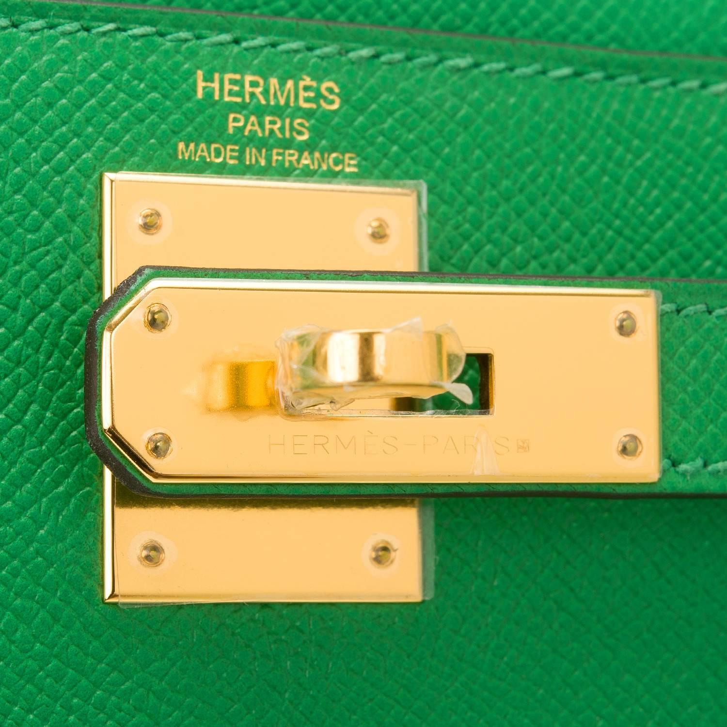 Hermes Bamboo Epsom Sellier Kelly 28cm Gold Hardware 2