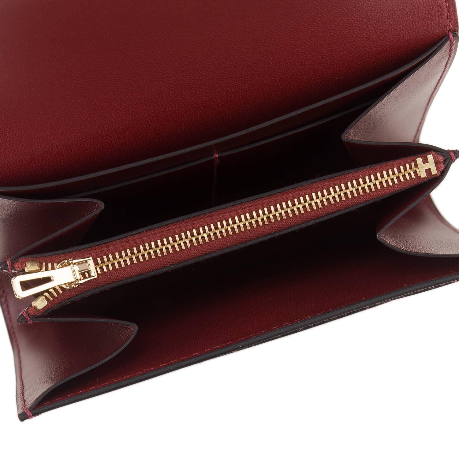 Hermes Rouge H Box Constance Compact Wallet For Sale 2