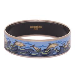 Hermes "Dolphins" Wide Printed Enamel Bracelet PM (65)