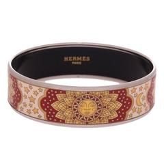 Hermes "Sun Moon Stars" Wide Printed Enamel Bracelet PM (65)