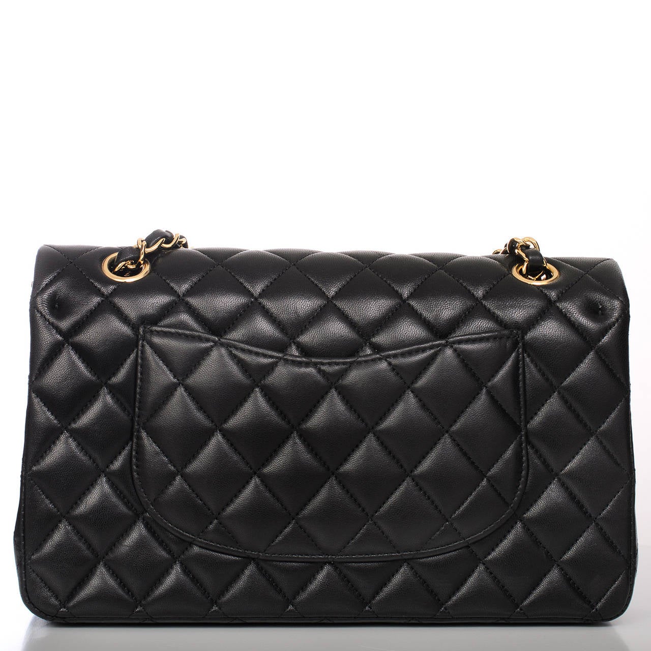 Chanel Black Quilted Lambskin Large Classic Double Flap Bag In Excellent Condition In New York, NY