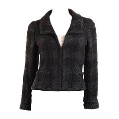 Chanel 06A Black On Black Boucle Blazer Jacket FR 34 US 2