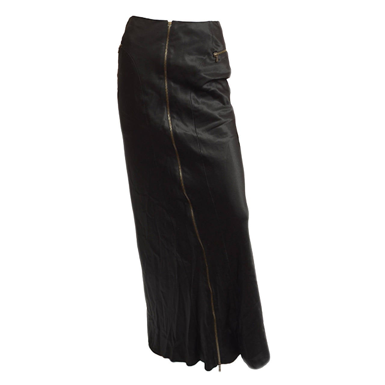 CHRISTIAN DIOR BOUTIQUE Black Zipper Accented Evening Skirt 36 4 NWT For Sale