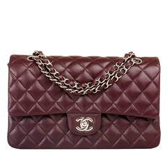 Chanel Burgundy Quilted Caviar Large Classic Double Flap Bag
