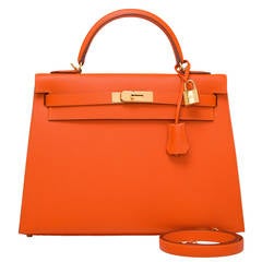 Hermes Orange H Epsom Kelly Sellier 32cm