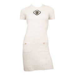 Chanel Ivory Short Sleeve Cashmere Dress 34 2