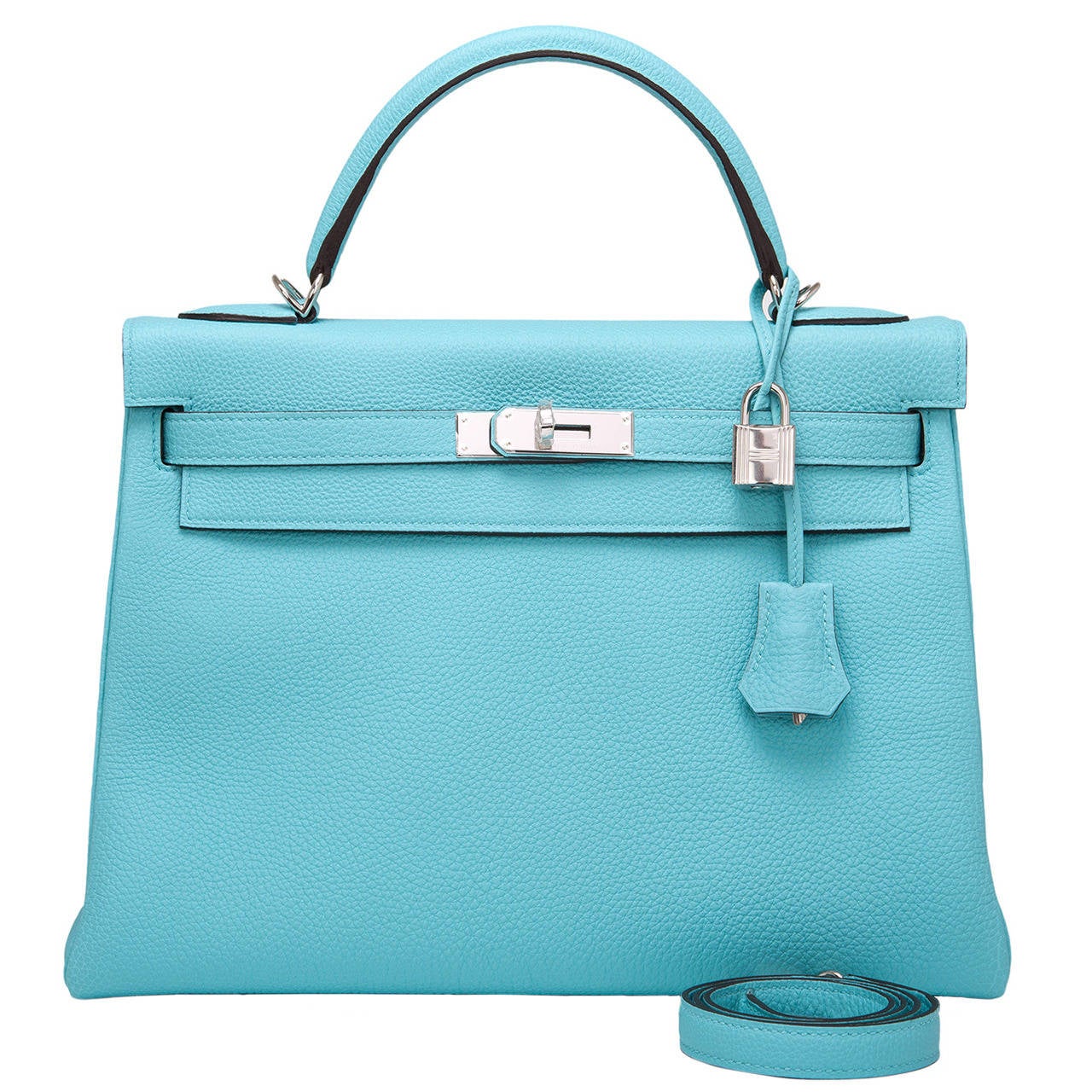 Hermes Blue Atoll Togo Kelly 32cm NEW For Sale