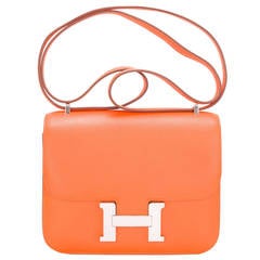 Hermes Orange H Swift Mini Constance 18cm NEW