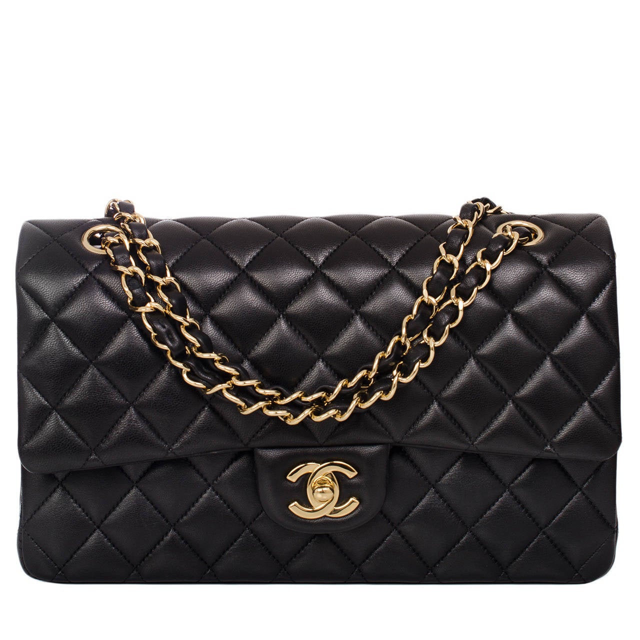 Chanel Black Quilted Lambskin Large Classic Double Flap Bag