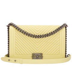 Chanel Yellow Chevron New Medium Boy Bag