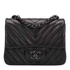 Chanel So Black Chevron Mini Flap Bag