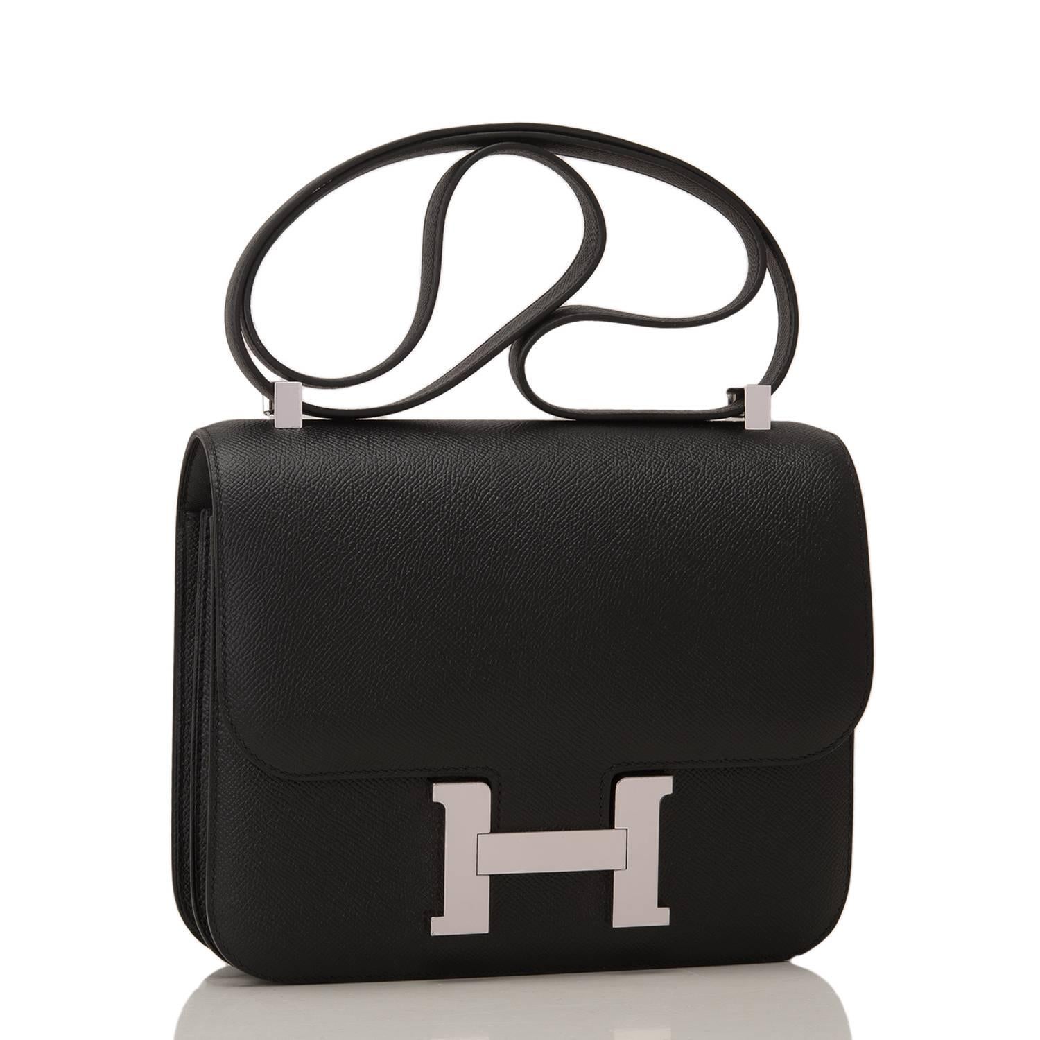 Hermes black Constance 24cm of epsom leather with palladium hardware.

This Constance has tonal stitching, a metal 