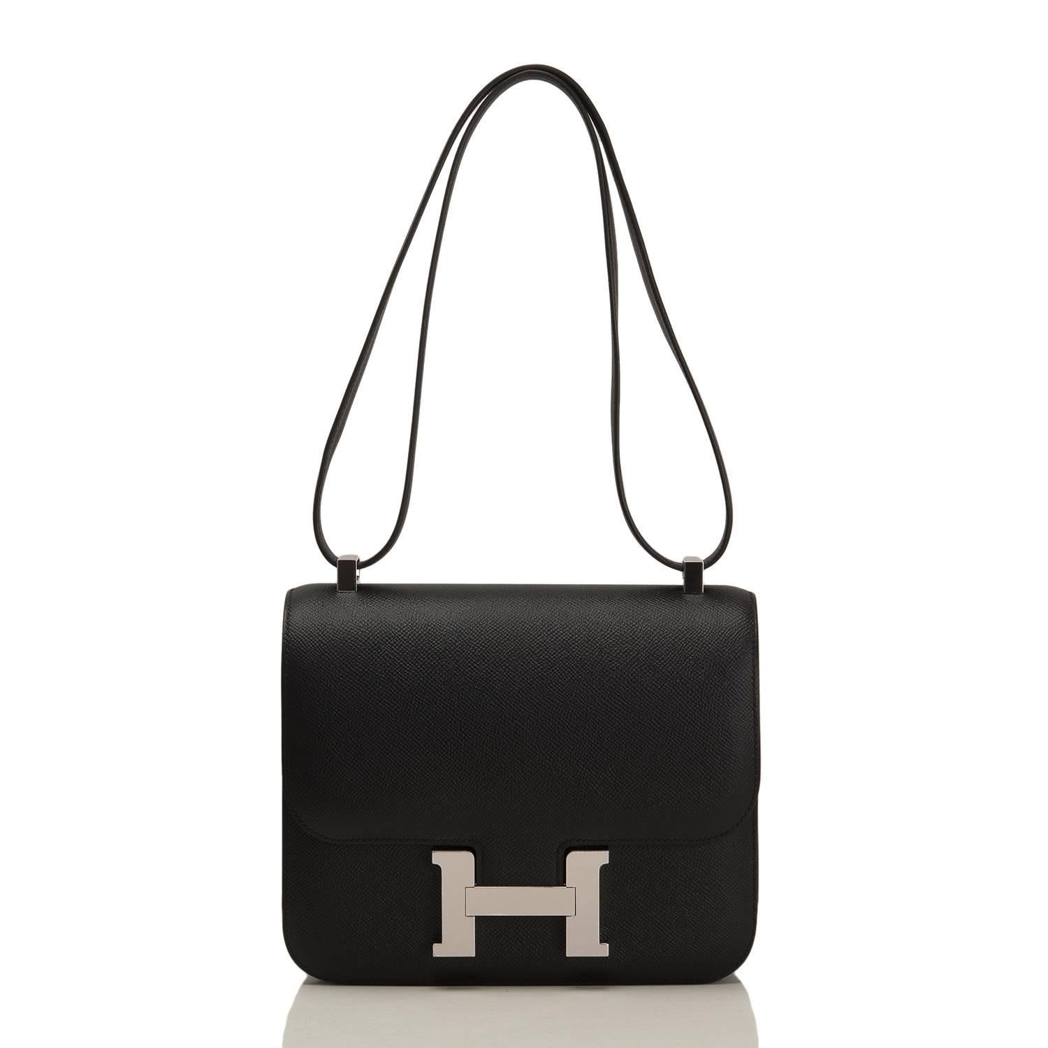 Hermes Black Epsom Constance 24cm Palladium Hardware NEW For Sale 3