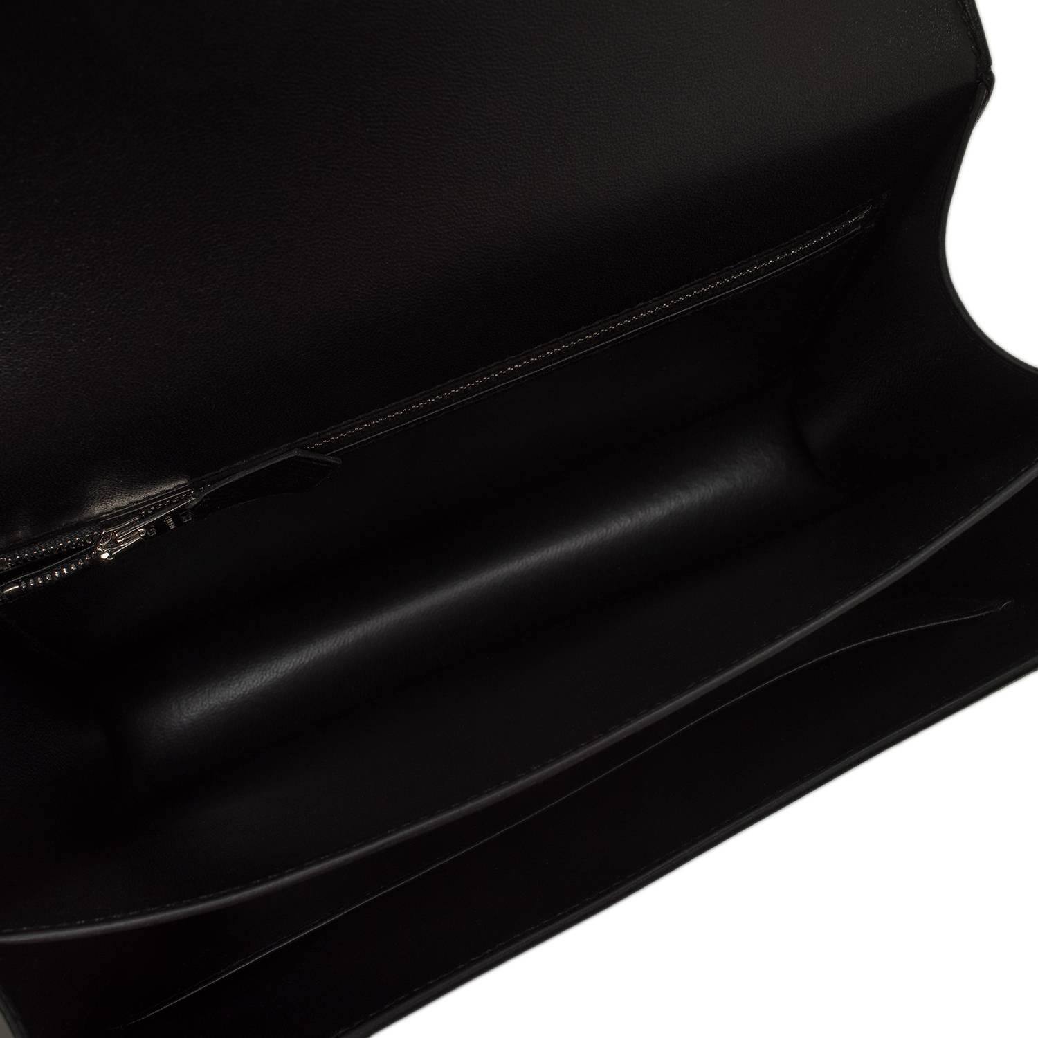 Hermes Black Epsom Constance 24cm Palladium Hardware NEW For Sale 4