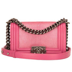 Chanel Metallic Pink Stingray Small Boy Bag