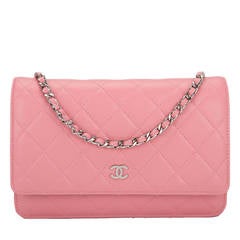 Chanel Blush Pink Lambskin Classic Wallet On Chain (WOC)