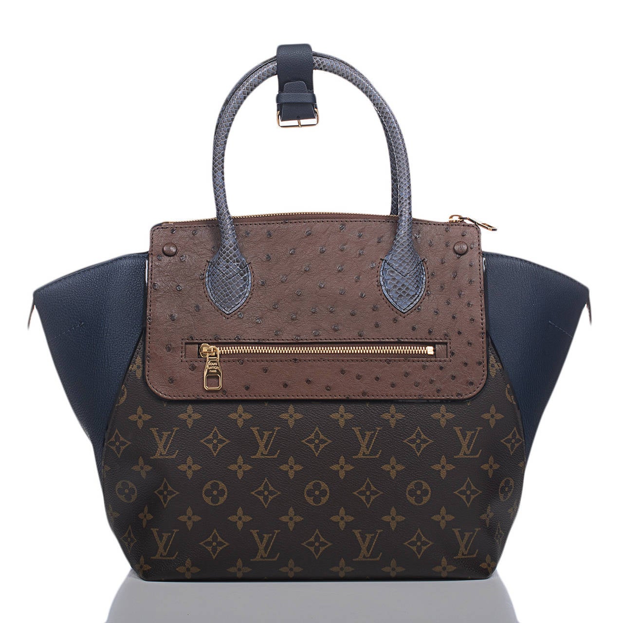 Louis Vuitton Blue Exotic Monogram Majestueux Tote MM In New Condition In New York, NY