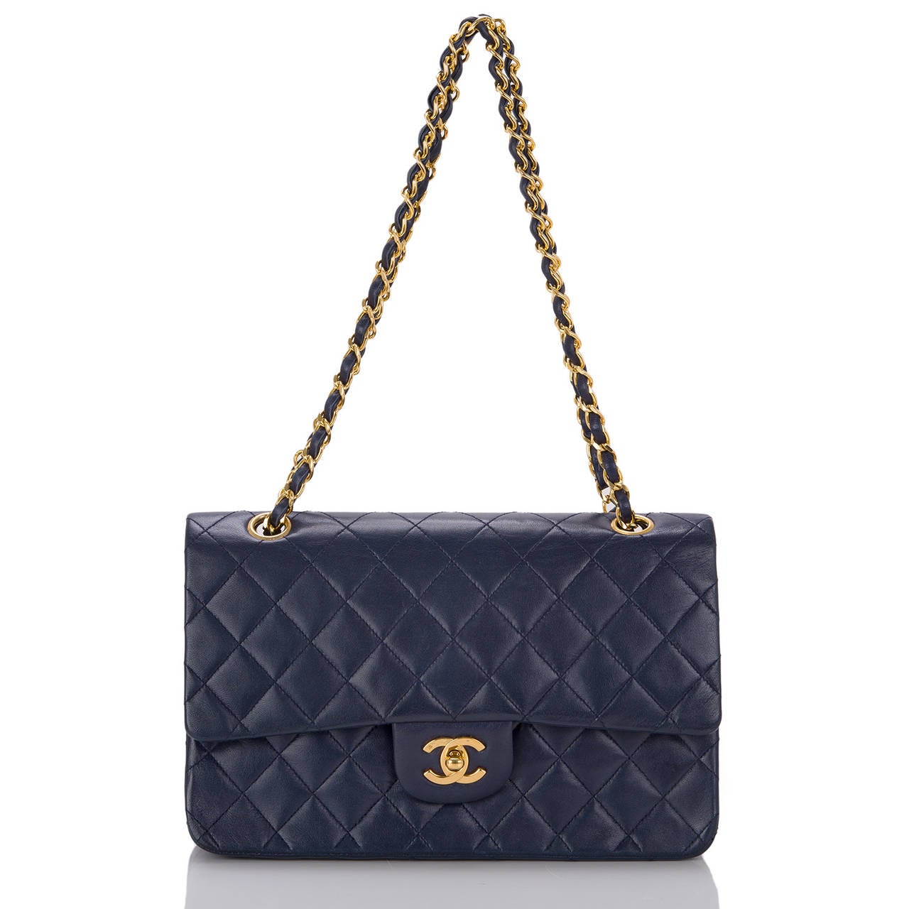 Chanel Vintage Navy Quilted Lambskin Large Classic Double Flap Bag 1