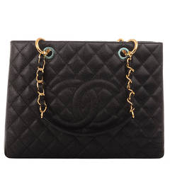 Chanel Black Quilted Caviar Grand Shopper Tote (GST) Bag