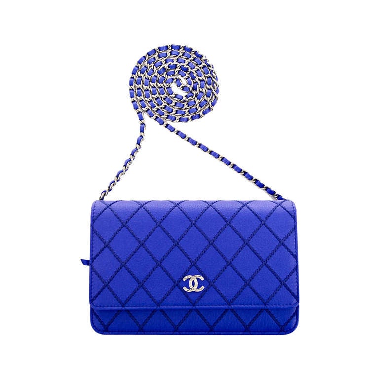 Chanel Quilted CC Wallet on Chain Quilted Metallic Lambskin at 1stDibs