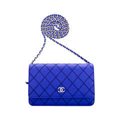 Royal Blue Quilted Wallet On Chain (WOC) at | royal blue bag, chanel royal blue bag