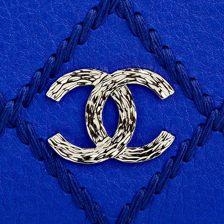 Chanel Royal Blue Quilted Wallet On Chain (WOC) 2