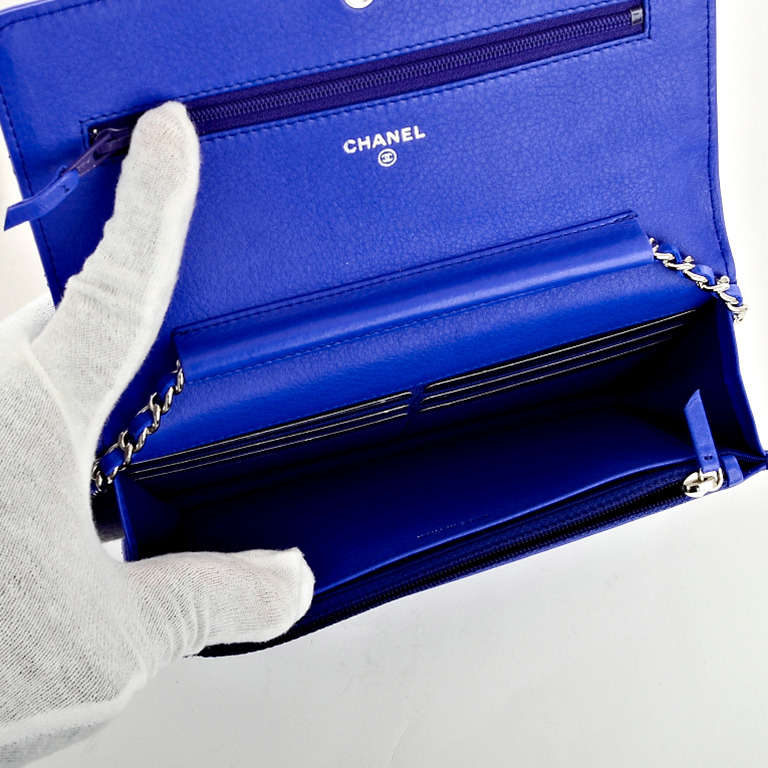 Chanel Royal Blue Quilted Wallet On Chain (WOC) 3