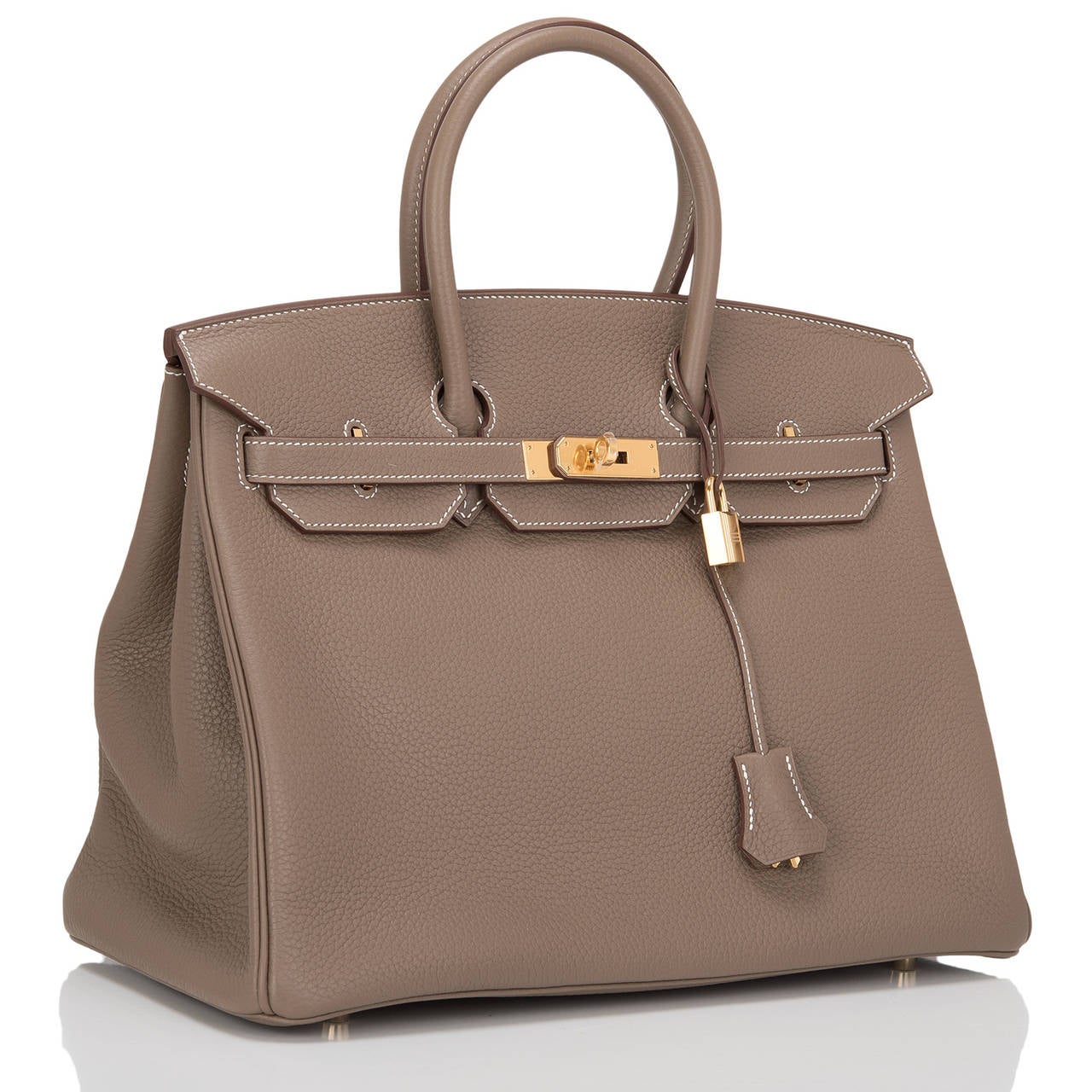 Hermes Etoupe Clemence Birkin 35cm Gold Hardware at 1stdibs  