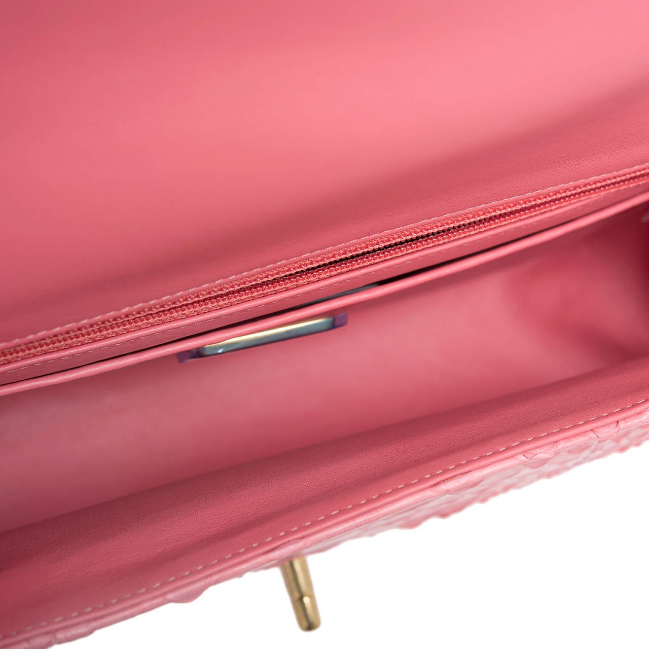 Women's Chanel Pink Python Large Charm Flap Bag