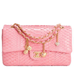 Chanel Pink Python Large Charm Flap Bag