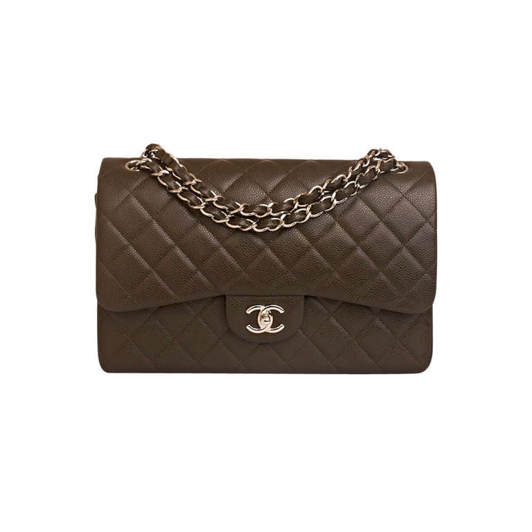 Chanel Dark Brown Quilted Caviar Jumbo Classic 2.55 Double Flap Bag
