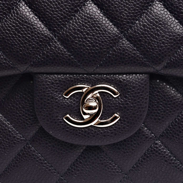 Chanel Midnight Blue Quilted Caviar Jumbo Classic 2.55 Double Flap Bag 2