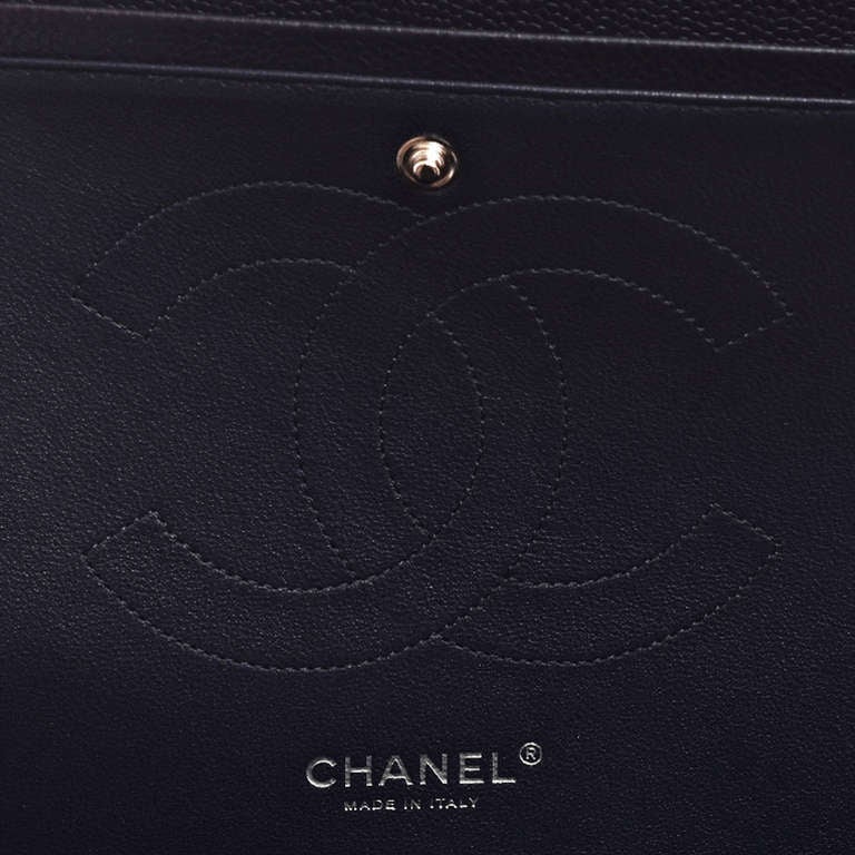 Chanel Midnight Blue Quilted Caviar Jumbo Classic 2.55 Double Flap Bag 5
