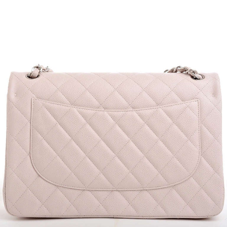 Chanel Baby Pink Quilted Caviar Jumbo Classic 2.55 Double Flap Bag In New Condition In New York, NY