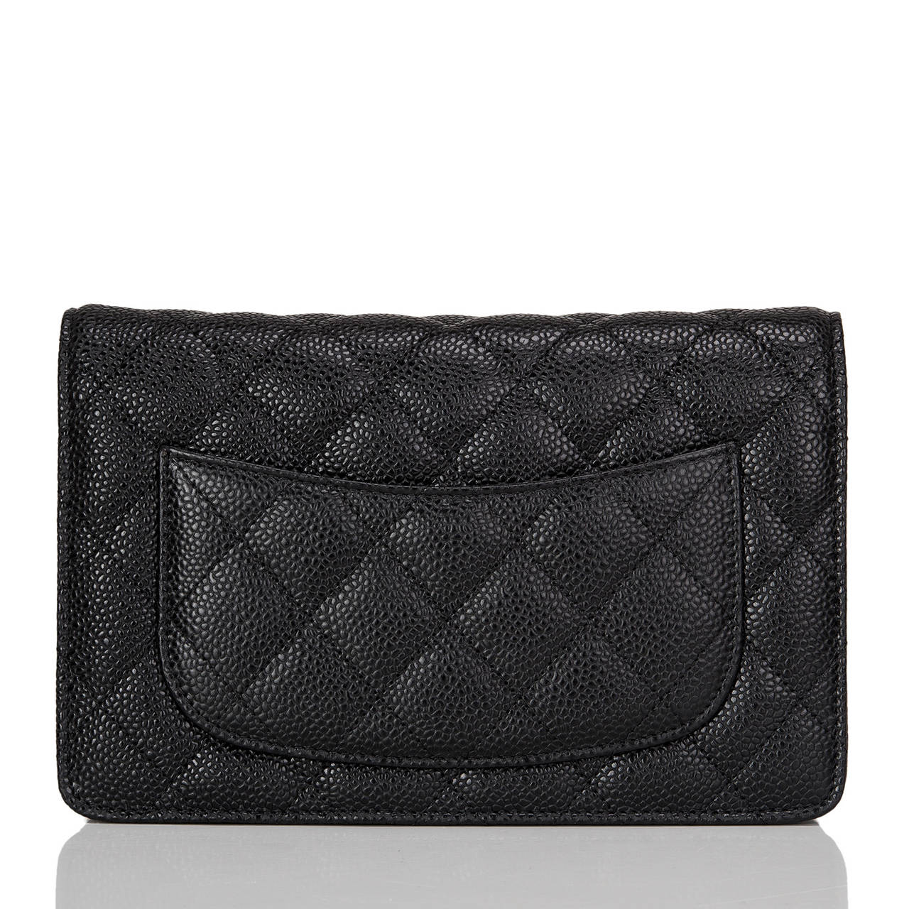 Chanel Black Classic Quilted Caviar Wallet On Chain (WOC) In New Condition In New York, NY