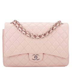 Chanel Light Pink Quilted Caviar Maxi Classic Double Flap Bag